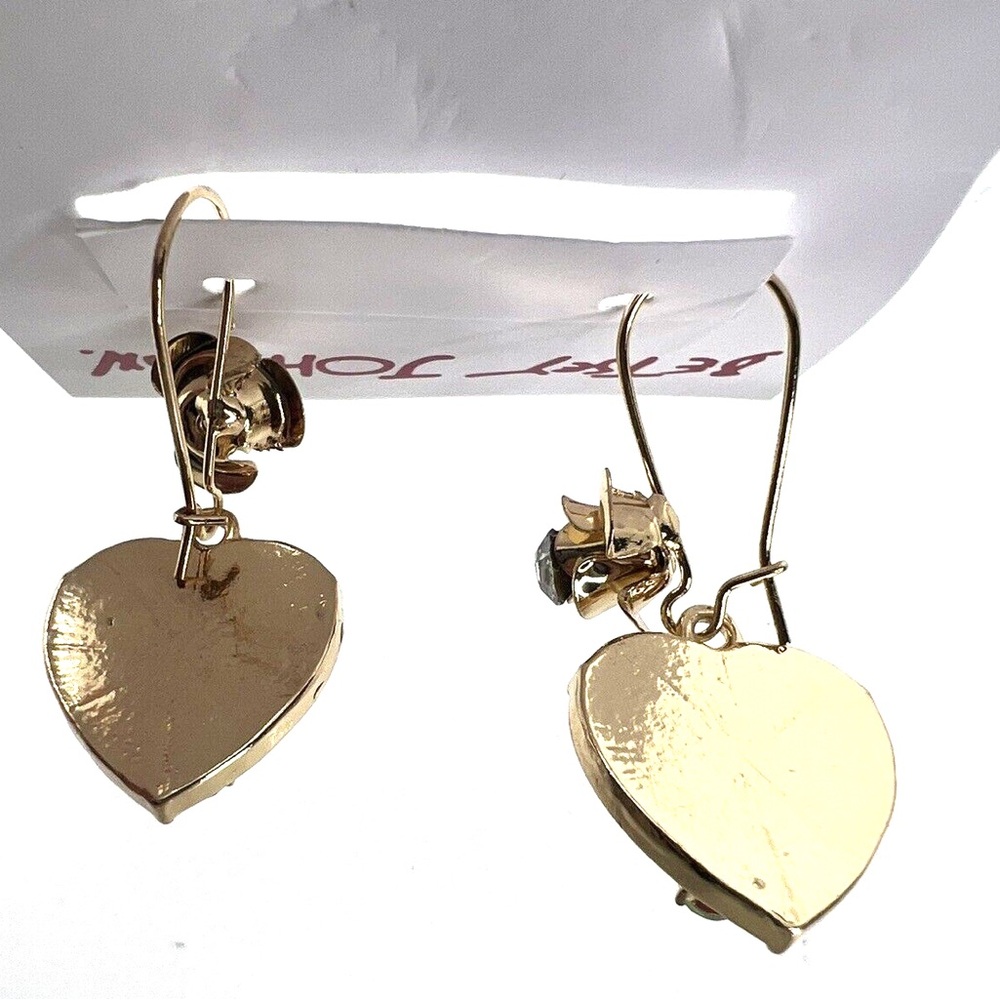 Final Price! Betsey Johnson Red Heart Earrings with Gold Accents - Picture 5 of 5
